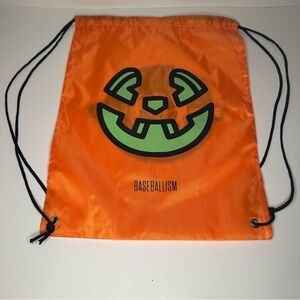 Baseballism Orange Glow In The Dark Pumpkin Drawstring Cinch Bag Halloween NEW